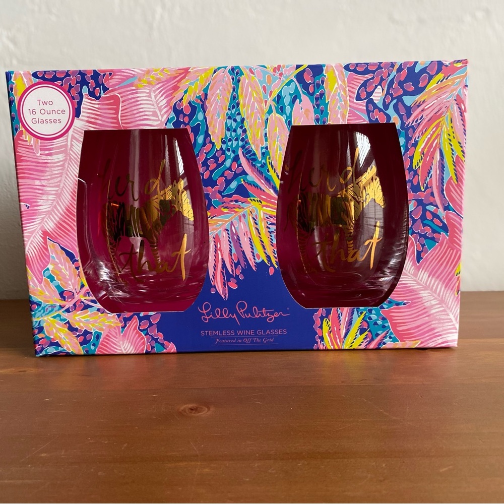 Lilly Pulitzer Stemless Wine Glasses - Set of Two